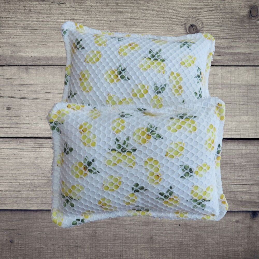 Reusable Dish Sponge, Lemon Dish Scrubby, Set of 2, Machine Washable